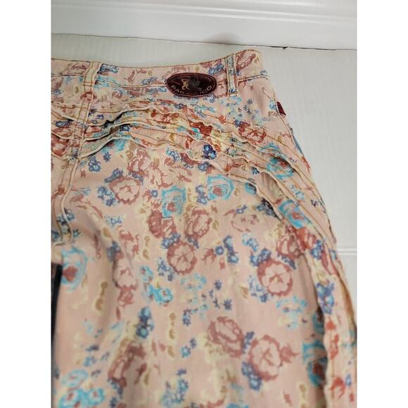 Parasuco Bohemian Jean Sz 32 Flare Low Rise Floral Ruffes Colorblock Unique - Picture 14 of 15